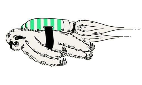 An illustration of a sloth wearing a backpack