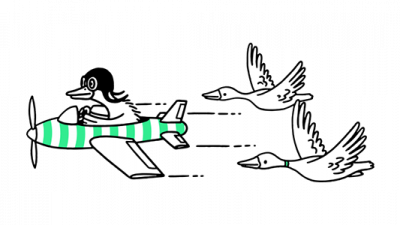 An Airband designed icon of a duck flying a plane to represent ultrafast