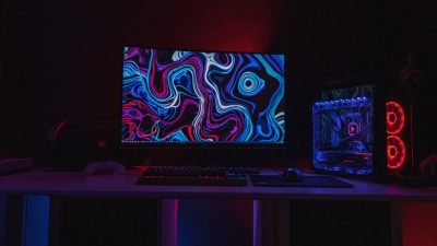 PC gaming setup and storage